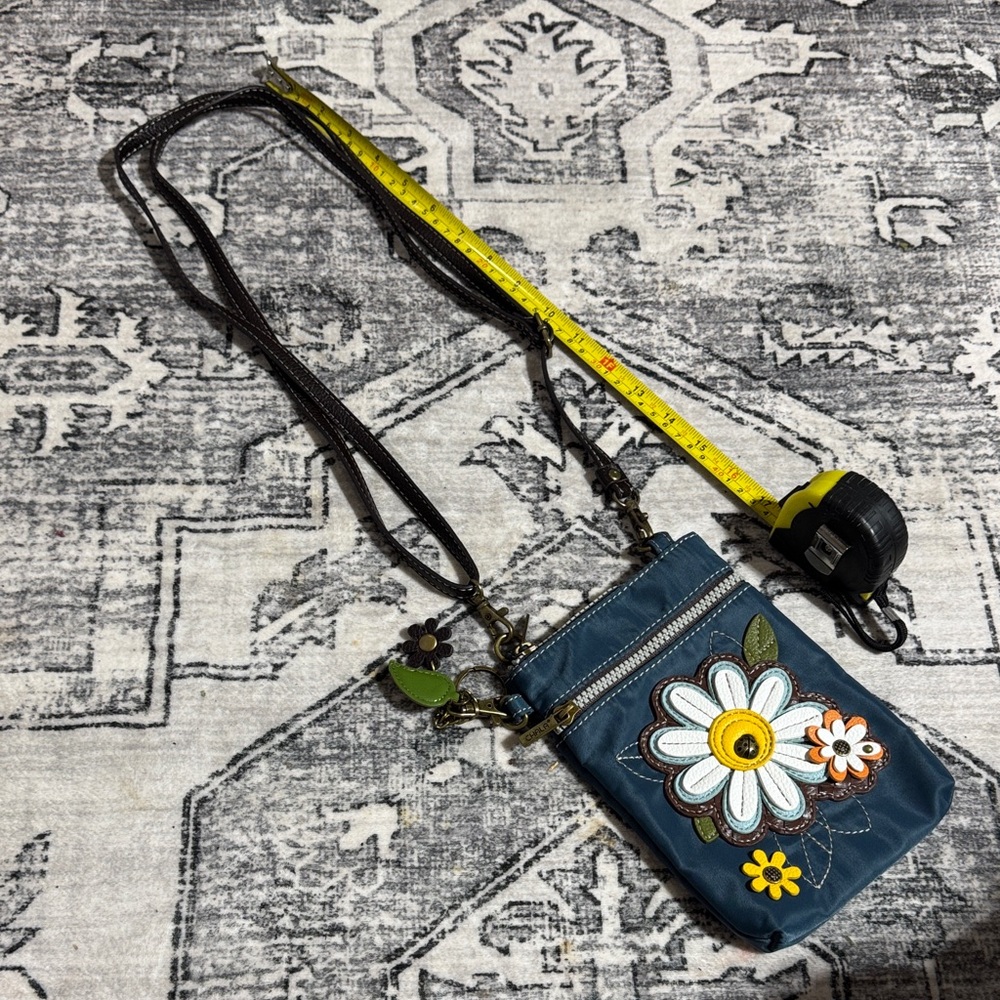 Chala Blue Crossbody Bag with Floral Design - Picture 6 of 8